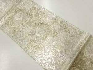 アンティーク　服部織物製　こはく錦華紋模様織出し袋帯（材料）